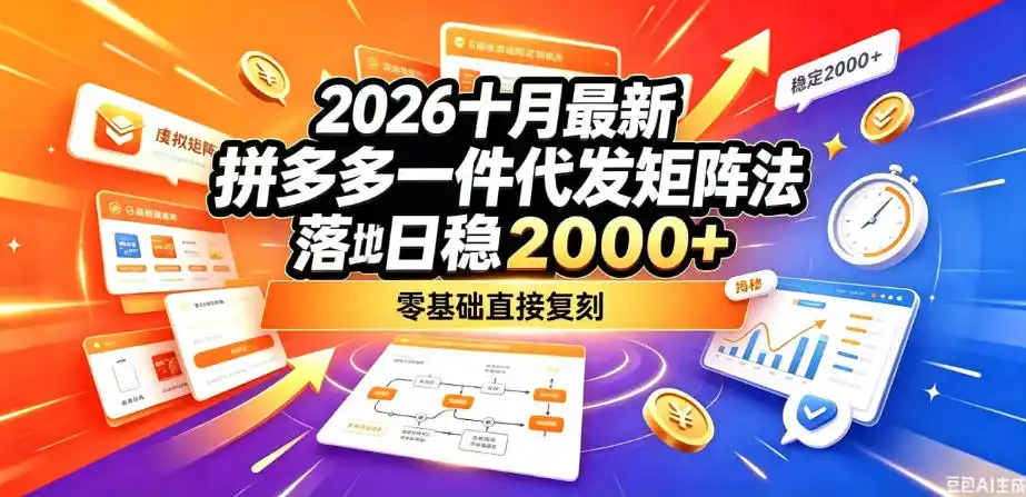 2026十月最新拼多多一件代发矩阵落地玩法，无需囤货压货，日稳入2k+，零基础直接复刻【揭秘】-百盟网