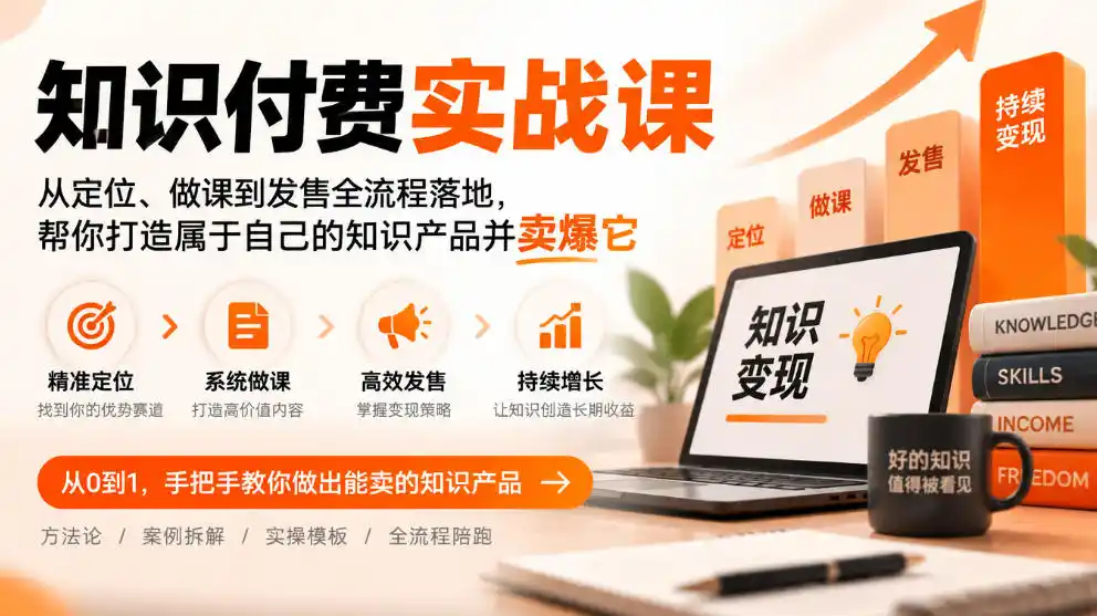 知识付费实战课：从定位、做课到发售全流程落地，帮你打造属于自己的知识产品并卖爆它-百盟网