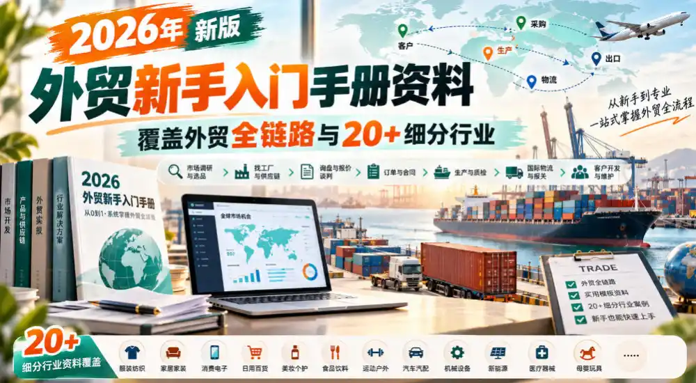 2026年新版外贸新手入门手册资料,覆盖外贸全链路与20+细分行业 2026年新版外贸新手入门手册资料,覆盖外贸全链路与20+细分行业