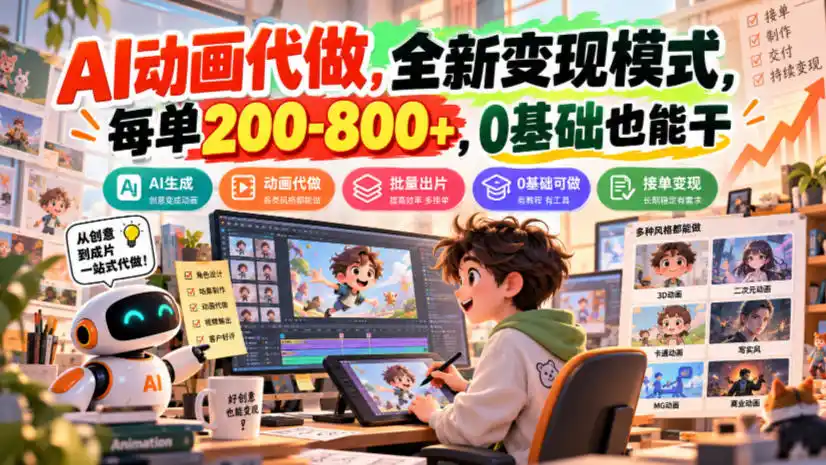 AI动画代做,全新变现模式,每单200-800+,0基础也能干【揭秘】 AI动画代做,全新变现模式,每单200-800+,0基础也能干【揭秘】