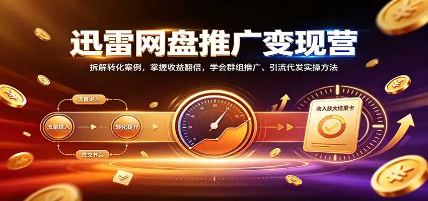 迅雷网盘推广变现营：拆解转化案例，掌握收益翻倍，学会群组推广、引流代发实操方法-百盟网