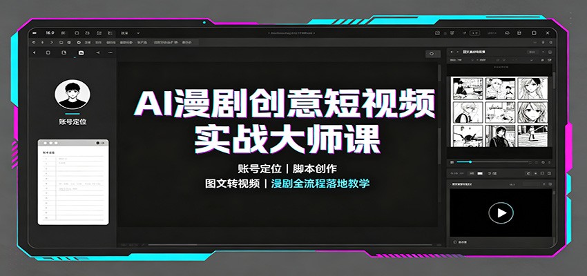 AI漫剧创意短视频实战大师课：账号定位脚本创作，图文转视频，漫剧全流程落地教学-百盟网