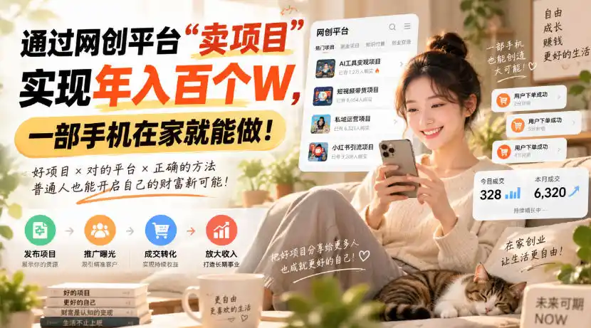 靠卖网创项目变现，一年拿下百万收益！一台手机就能操作！-百盟网