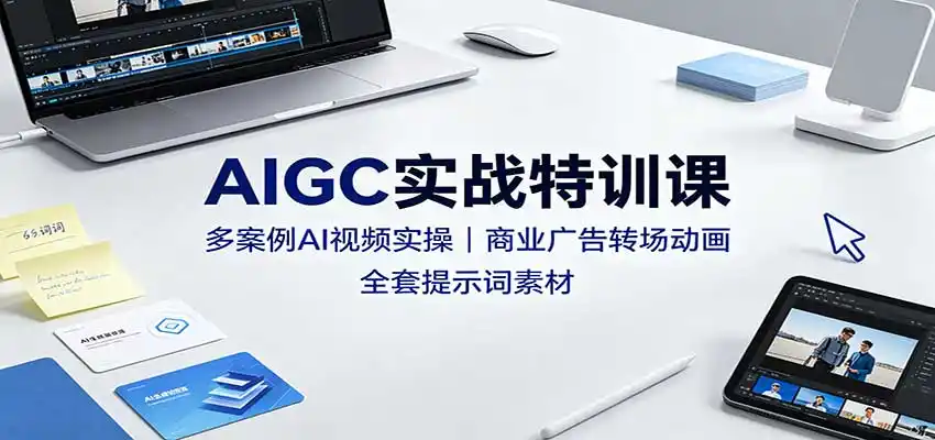 AIGC实战特训课：多案例AI视频实操，商业广告转场动画，全套提示词素材-百盟网