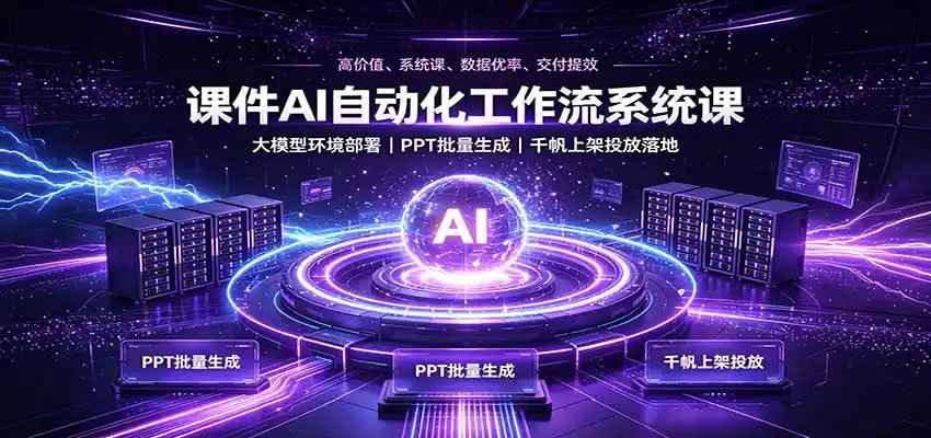 课件AI自动化工作流系统课:大模型环境部署,PPT批量生成,千帆上架投放落地-百盟网
