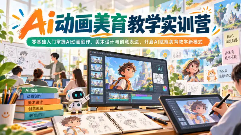 Ai动画美育教学实训营,零基础入门掌握AI动画创作、美术设计与创意表达,开启AI赋能美育教学新模式 Ai动画美育教学实训营,零基础入门掌握AI动画创作、美术设计与创意表达,开启AI赋能美育教学新模式