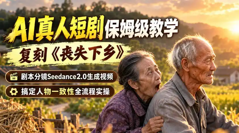 AI真人短剧保姆级教学，复刻《丧失下乡》，剧本分镜Seedance2.0生成视频，搞定人物一致性全流程实操-百盟网