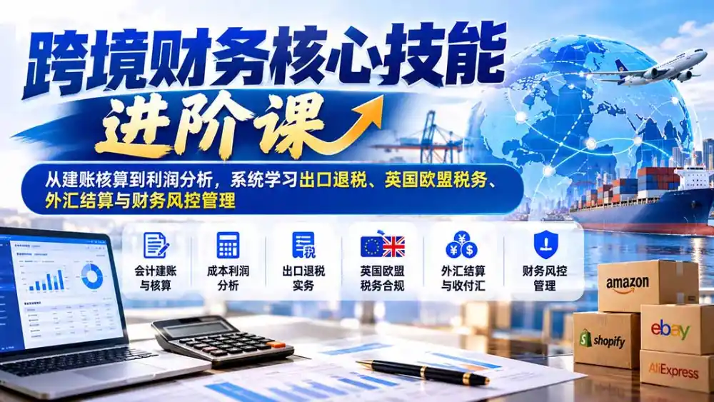 跨境财务核心技能进阶课：从建账核算到利润分析，系统学习出口退税、英国欧盟税务、外汇结算与财务风控管理-百盟网