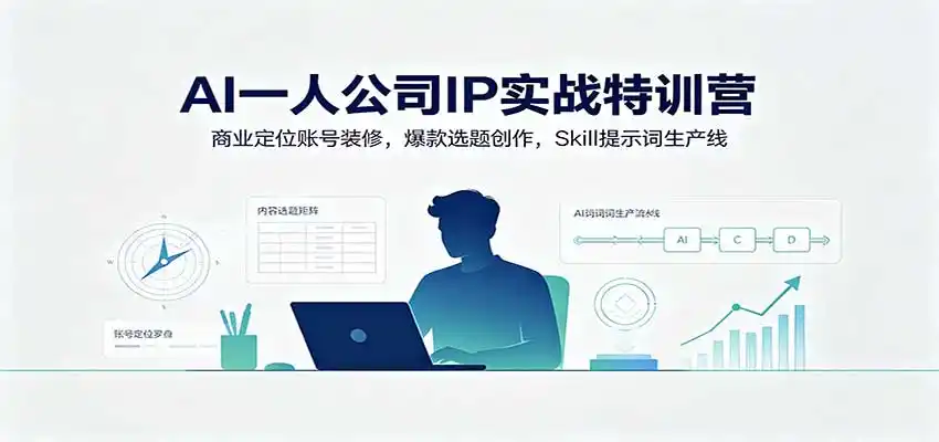 AI一人公司IP实战特训营：商业定位账号装修，爆款选题创作，Skill提示词生产线-百盟网