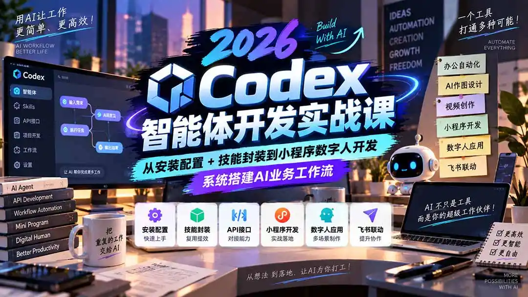 2026Codex智能体开发实战课：从安装配置+技能封装到小程序数字人开发，系统搭建AI业务工作流-百盟网