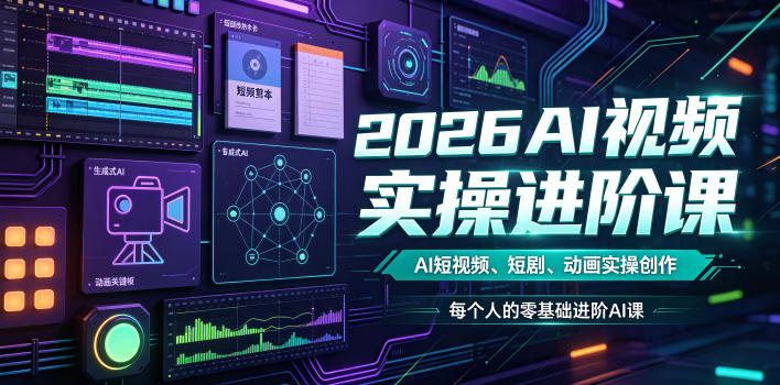 2026AI视频实操进阶课，AI短视频、短剧、动画实操创作，每个人的零基础进阶ai课(更新0825)-百盟网