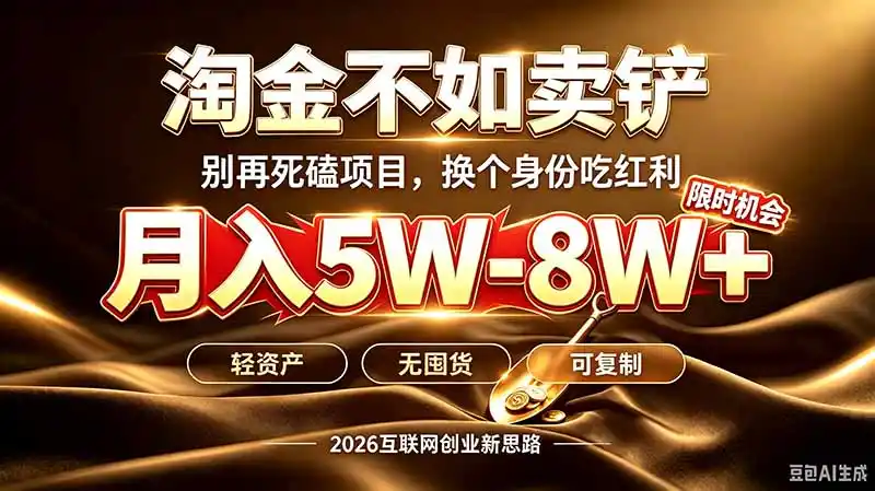 别再傻乎乎埋头跑项目！互联网真正赚钱逻辑：做卖铲人，拒绝当韭菜，逆风翻盘月入5-8W+-百盟网