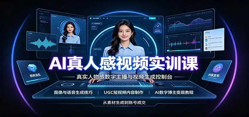 AI真人感视频实训课:图像语音生成,UGC内容制作,AI数字博主变现教程-百盟网