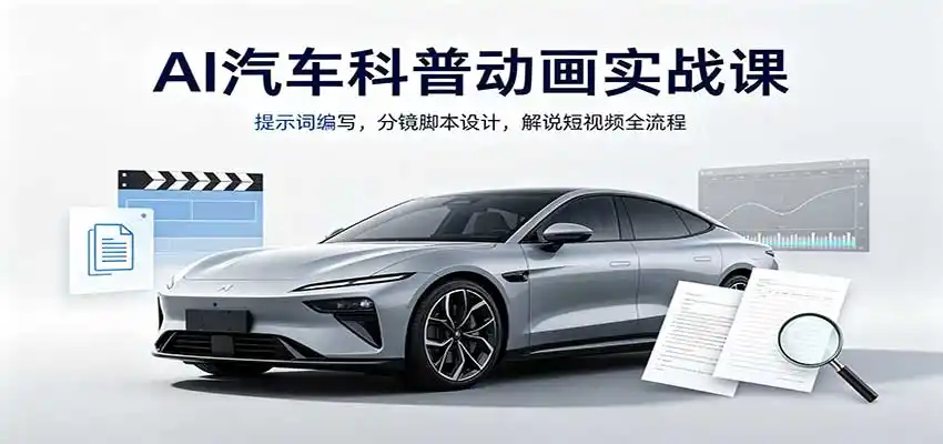 AI汽车科普动画实战课:提示词编写,分镜脚本设计,解说短视频全流程 AI汽车科普动画实战课:提示词编写,分镜脚本设计,解说短视频全流程