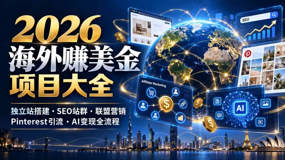 2026海外赚美金项目大全：独立站搭建、SEO站群、联盟营销、Pinterest引流与AI变现全流程-百盟网