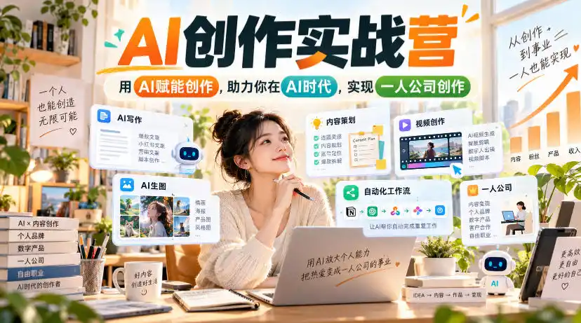 AI创作实战营，用AI赋能创作，助力你在AI时代，实现一人公司创作(更新)-百盟网