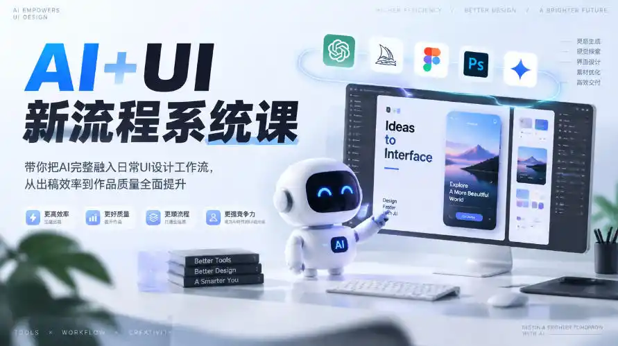 【无水印】AI+UI新流程系统课，带你把AI完整融入日常UI设计工作流，从出稿效率到作品质量全面提升(2026第4期)-百盟网