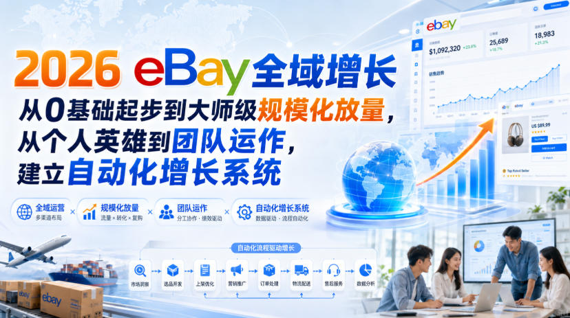 2026 eBay全域增长，从0基础起步到大师级规模化放量，从个人英雄到团队运作，建立自动化增长系统-百盟网