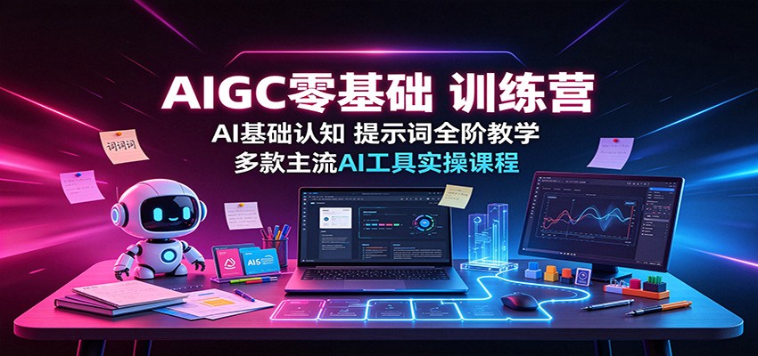 AIGC零基础训练营：AI基础认知，提示词全阶教学，多款主流AI工具实操课程-百盟网