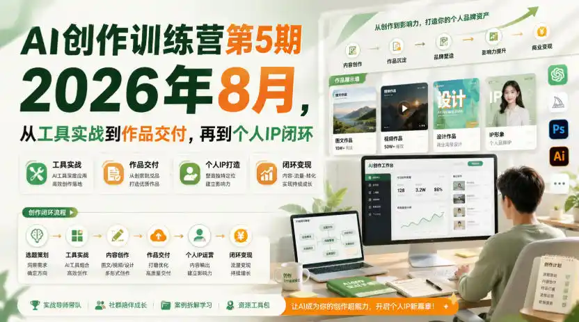 AI创作训练营第5期2026年8月,从工具实战到作品交付,再到个人IP闭环(更新0910)-百盟网