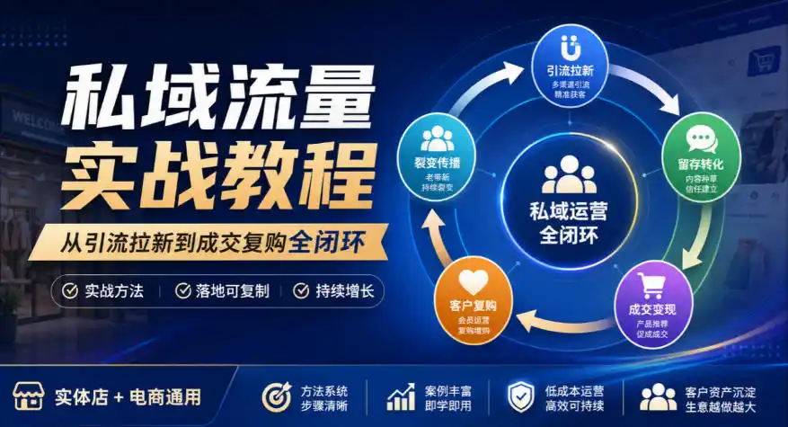 私域流量实战教程，从引流拉新到成交复购全闭环，实体店电商通用-百盟网