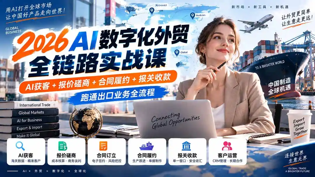 2026AI数字化外贸全链路实战课：AI获客+报价磋商+合同履约+报关收款，跑通出口业务全流程-百盟网