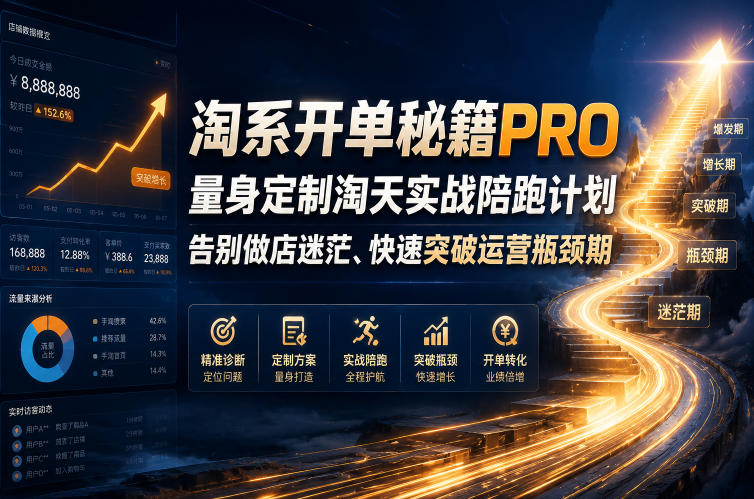 淘系开单秘籍PRO，量身定制淘天实战陪跑计划，告别做店迷茫、快速突破运营瓶颈期(更新260823)-百盟网