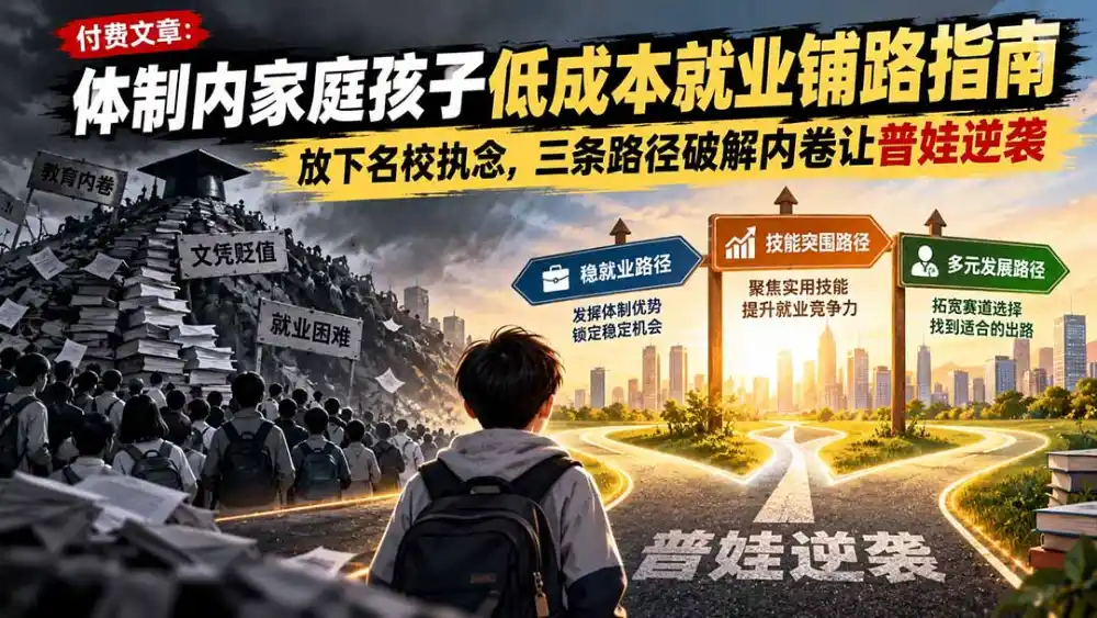 付费文章：体制内家庭孩子低成本就业铺路指南，放下名校执念，三条路径破解内卷让普娃逆袭-百盟网