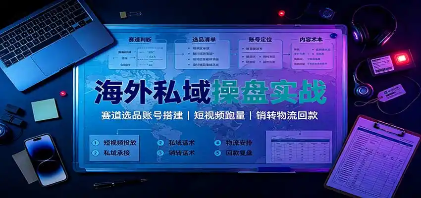 海外私域操盘实战:赛道选品账号搭建,短视频跑量,销转物流回款-百盟网