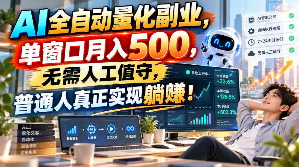 AI全自动量化副业，单窗口月入500，无需人工值守，普通人真正实现躺賺！-百盟网