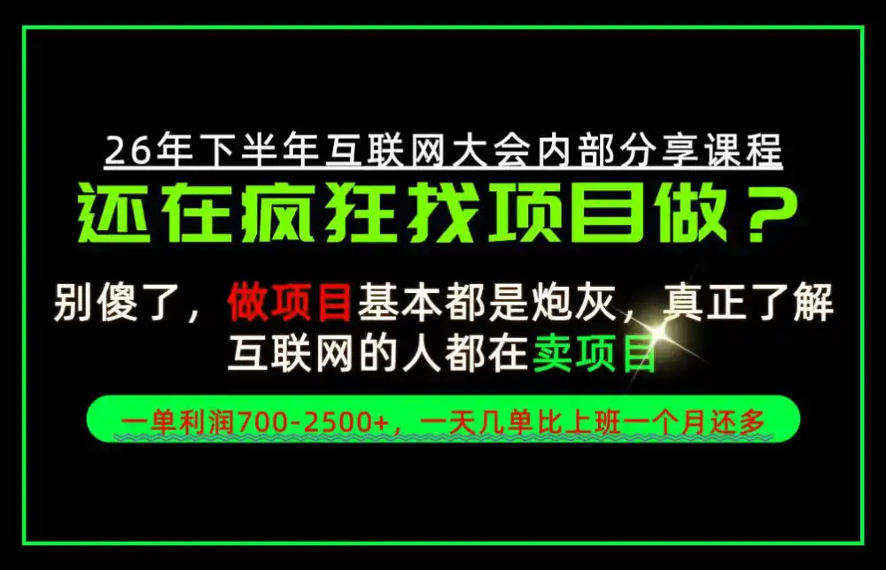 请不要再疯狂的找项目了！卖项目一单700-2.5k+不香吗？当天上手，当天变现！【揭秘】-百盟网