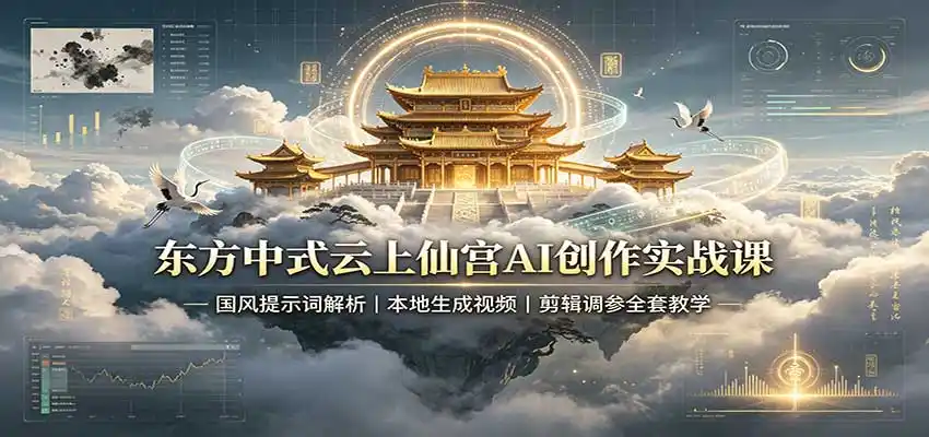 东方中式云上仙宫AI创作实战课:国风提示词解析,本地生成视频,剪辑调参全套教学 东方中式云上仙宫AI创作实战课:国风提示词解析,本地生成视频,剪辑调参全套教学