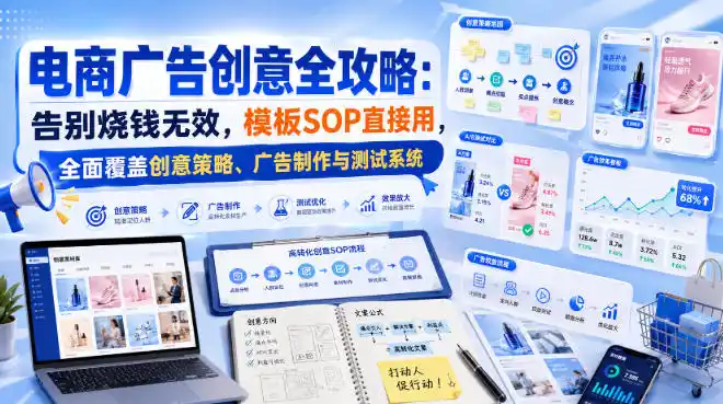 电商广告创意全攻略：告别烧钱无效，模板SOP直接用，全面覆盖创意策略、广告制作与测试系统【原创双语字幕】-百盟网