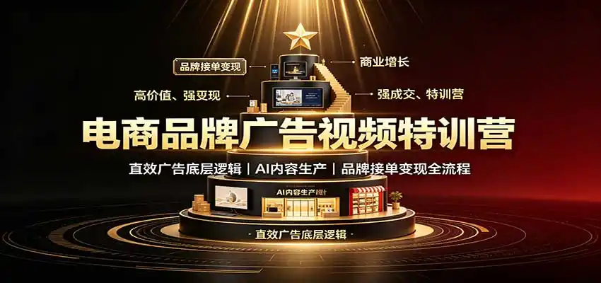 电商品牌广告视频特训:直效广告底层逻辑,AI内容生产,品牌接单变现全流程 电商品牌广告视频特训:直效广告底层逻辑,AI内容生产,品牌接单变现全流程