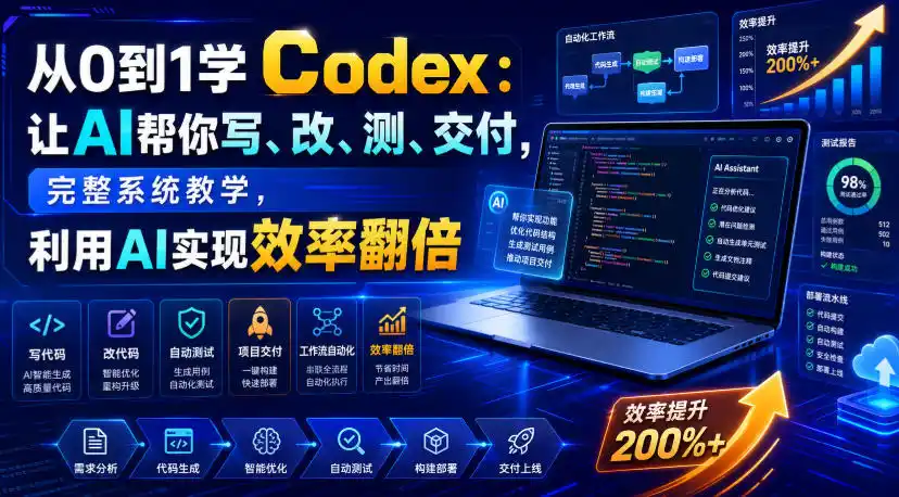 从0到1学Codex：让AI帮你写、改、测、交付，完整系统教学，利用AI实现效率翻倍(更新0918)-百盟网