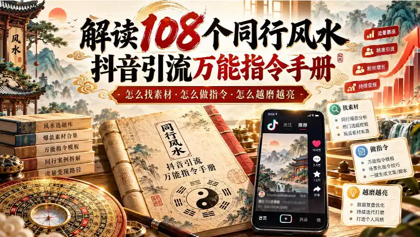 解读108个同行风水抖音引流万能指令手册,怎么找素材·怎么做指令·怎么越磨越亮【文档】 解读108个同行风水抖音引流万能指令手册,怎么找素材·怎么做指令·怎么越磨越亮【文档】
