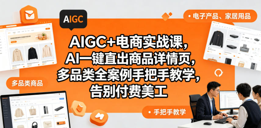 AIGC+电商实战课，AI一键直出商品详情页，多品类全案例手把手教学，告别付费美工(更新0820)-百盟网
