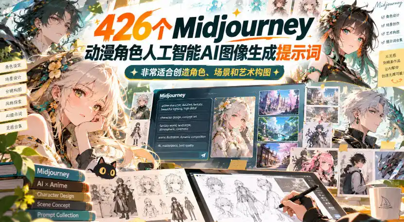 426个Midjourney动漫角色人工智能AI图像生成提示词，非常适合创造角色、场景和艺术构图-百盟网