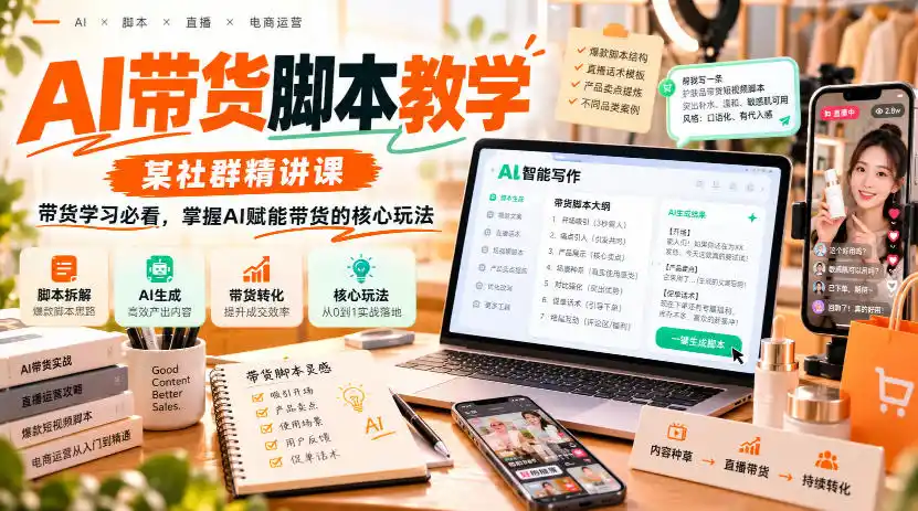AI带货脚本教学，某社群精讲课，带货学习必看，掌握AI赋能带货的核心玩法-百盟网