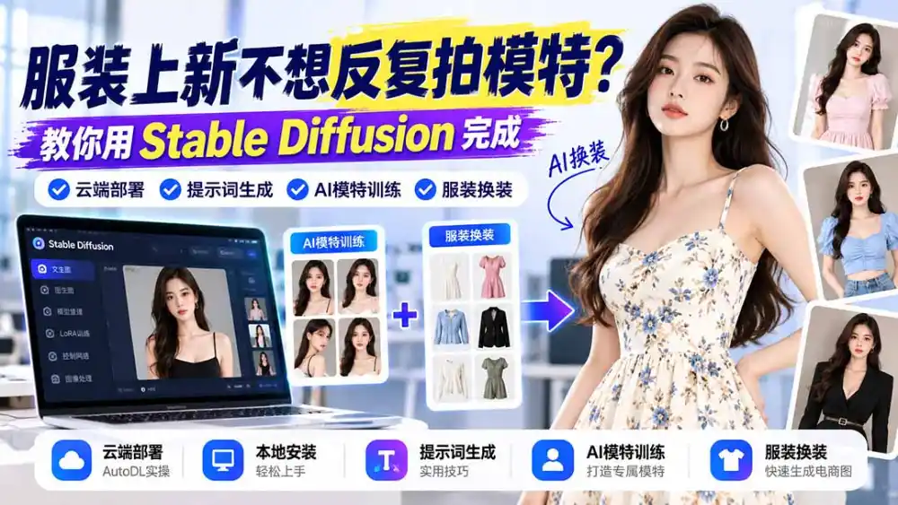 服装上新不想反复拍模特？教你用Stable Diffusion完成云端部署、提示词生成、AI模特训练与换装-百盟网