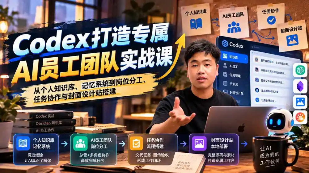 【无水印】Codex打造专属AI员工团队实战课：从个人知识库、记忆系统到岗位分工、任务协作与封面设计站搭建-百盟网