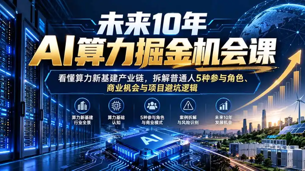 未来10年AI算力掘金机会课：看懂算力新基建产业链，拆解普通人5种参与角色、商业机会与项目避坑逻辑-百盟网