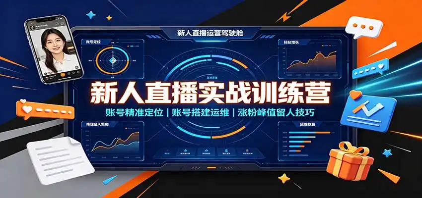 新人直播实战训练营：账号精准定位，账号搭建运维，涨粉峰值留人技巧-百盟网