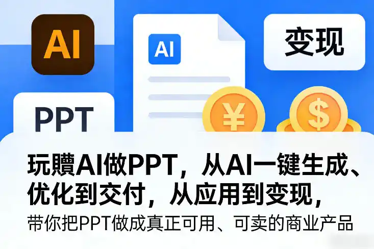 玩賺AI做PPT，从AI一键生成、优化到交付，从应用到变现，带你把PPT做成真正可用、可卖的商业产品(更新0904)-百盟网