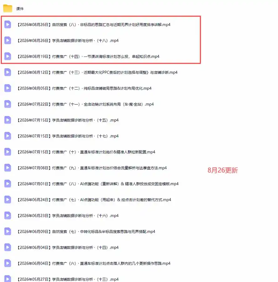 2026淘宝电商终局之战VIP课-更新：自然搜索+直通车+无界+精准人群，系统掌握测款动销与全店推广布局方法-百盟网