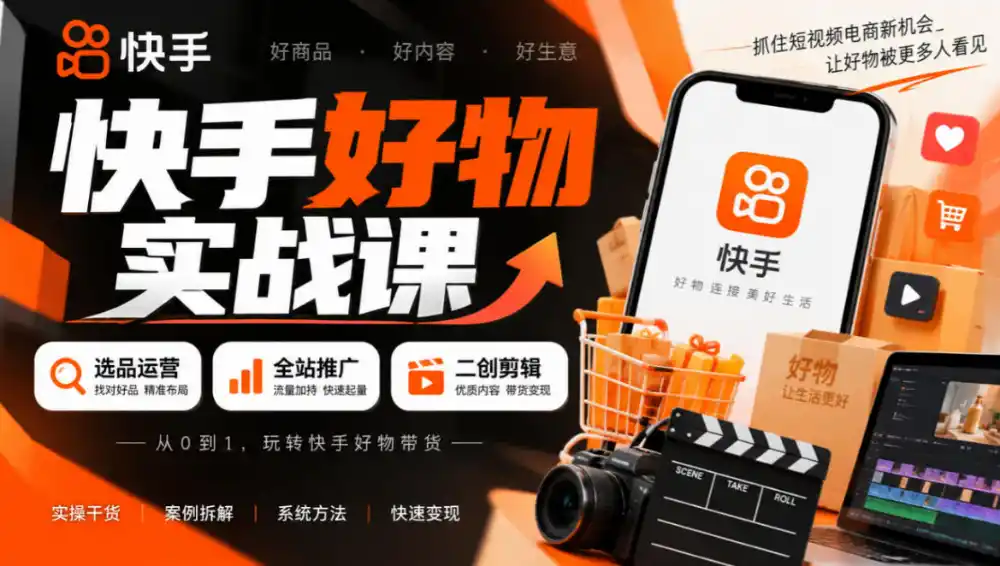 快手好物实战课|选品运营+全站推广+二创剪辑带货变现 快手好物实战课|选品运营+全站推广+二创剪辑带货变现
