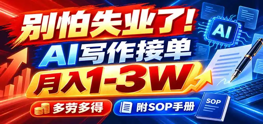 别怕失业了!AI写作接单月入1-3W,多劳多得,附SOP手册-百盟网