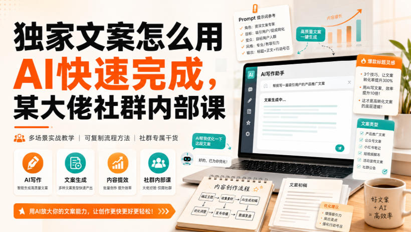 独家文案怎么用AI快速完成,某大佬社群内部课 独家文案怎么用AI快速完成,某大佬社群内部课