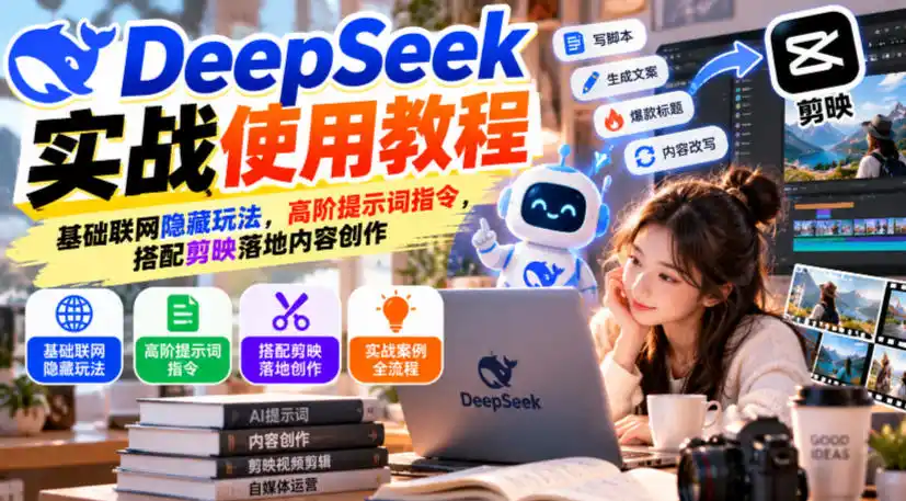 DeepSeek实战使用教程｜基础联网隐藏玩法，高阶提示词指令，搭配剪映落地内容创作-百盟网