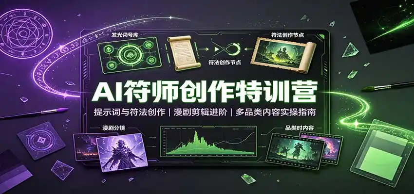 AI符师创作特训营：提示词与符法创作，漫剧剪辑进阶，多品类内容实操指南-百盟网